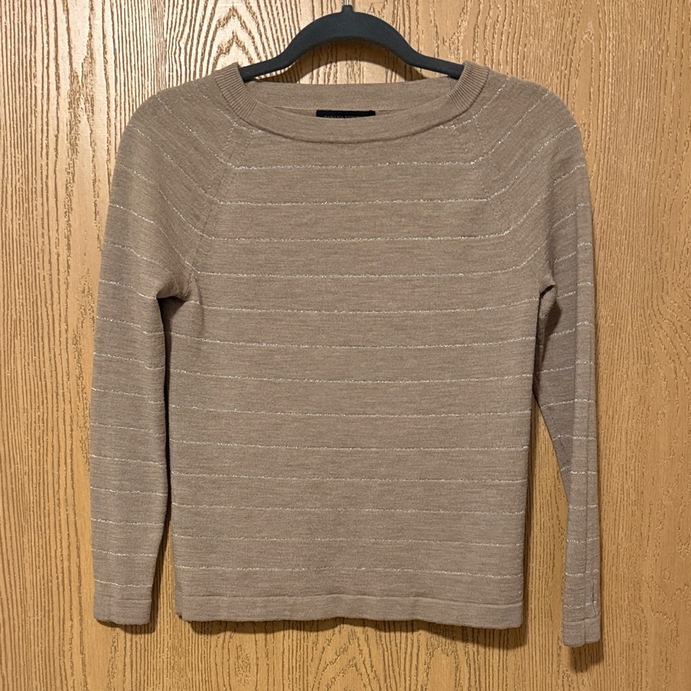 Banana Republic Merino Crew Neck Sweater Gold Metallic Accent